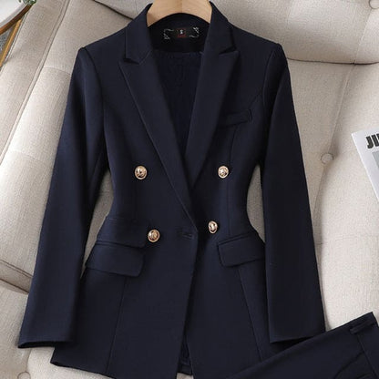 Ensemble Tailleur Femme Blazer Structuré et Pantalon Ajusté