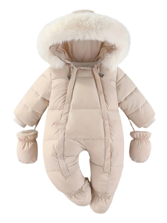 Combinaison Bébé Hiver Douillette avec Capuche et Moufles Amovibles - PanierRoyale