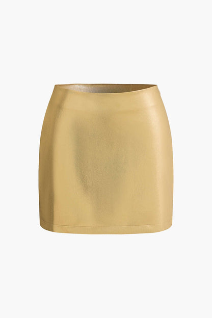 Robe Mini Métallisé Or Brillant Taille Haute Éclairée - BerlinGlamour