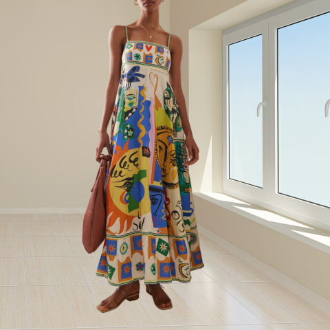 Robe Femme Élégante Taille Midi en Lin - PanierRoyale