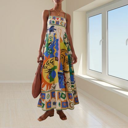 Robe Femme Élégante Taille Midi en Lin - PanierRoyale