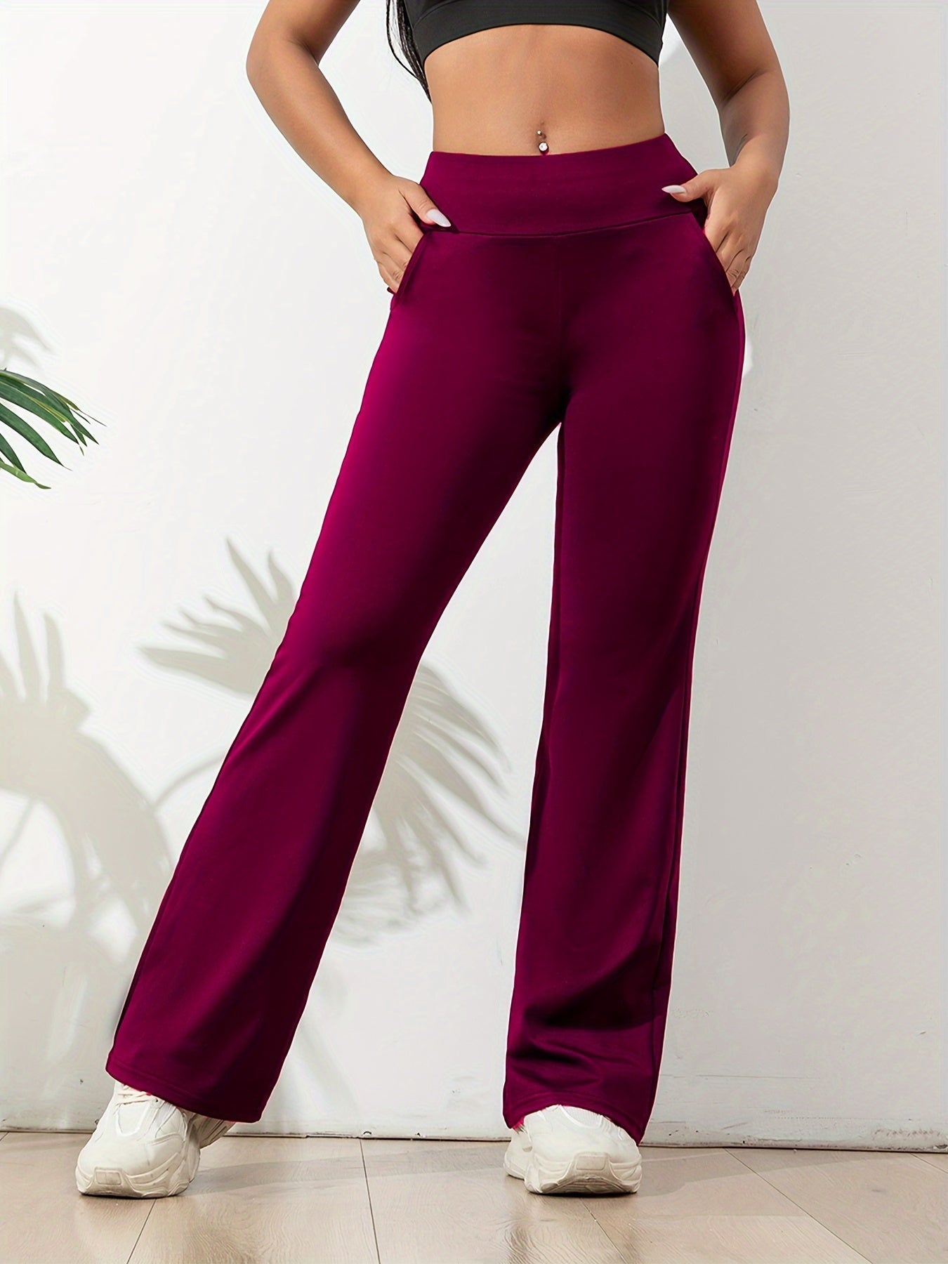Pantalon de jogging Femme Taille haute Flare avec poches