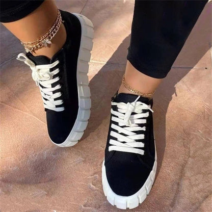 Baskets Femmes Confort avec Semelle Amortie et Lacets Réglables