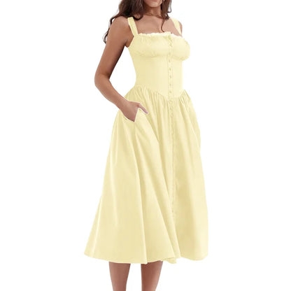 Robe Été Élégante – Mi-Longue Décontractée pour Femme