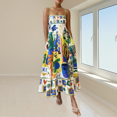 Robe Femme Élégante Taille Midi en Lin