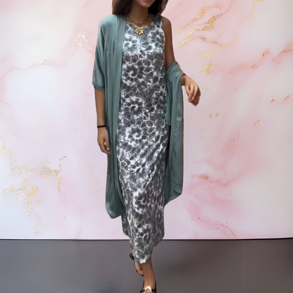Ensemble Femme Robe Maxi Fluide avec Gilet Coupe Ample Chic