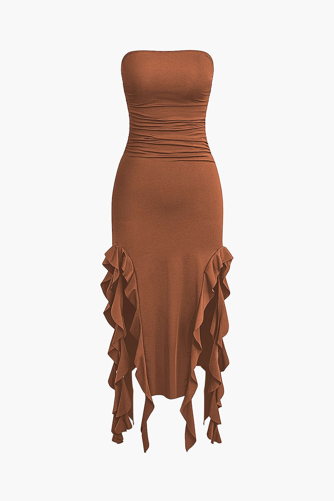 Robe Maxi Élégante avec Volants Féminins