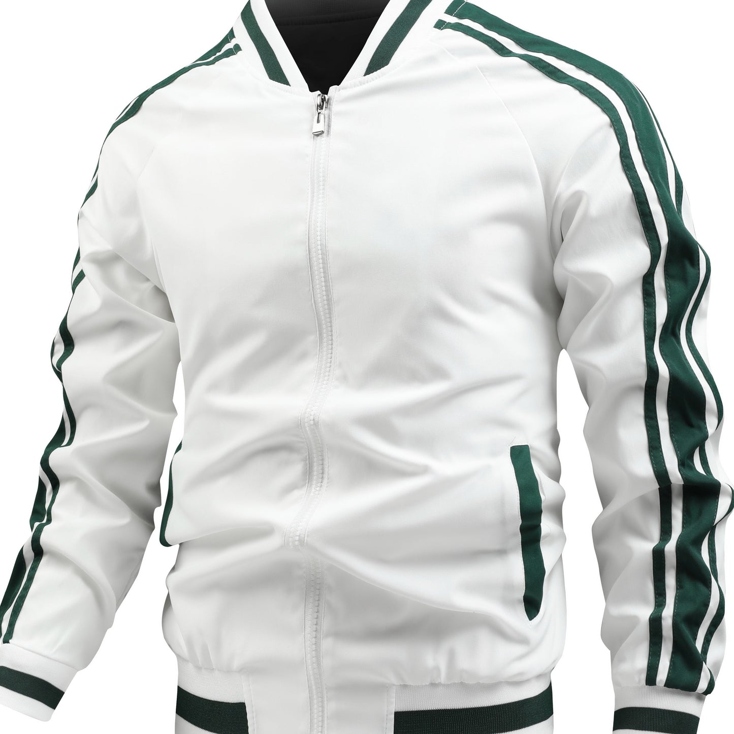 Veste de Running Homme Blanc et Vert Foncé