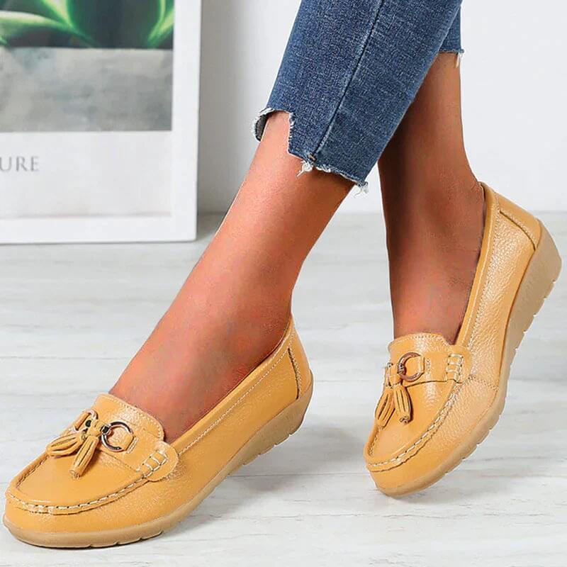 Mocassins Femme Cuir Finition Texturée Semelle Souple Enfiler