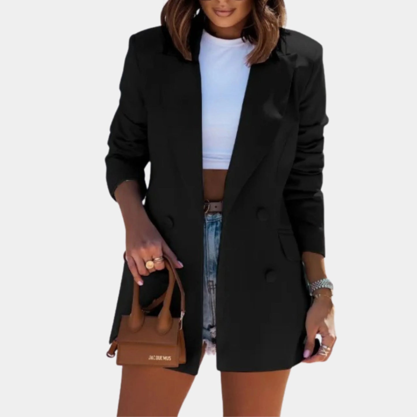 Blazer Femme Élégant Longueur Grande