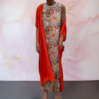 Ensemble Femme Robe Maxi Fluide avec Gilet Coupe Ample Chic