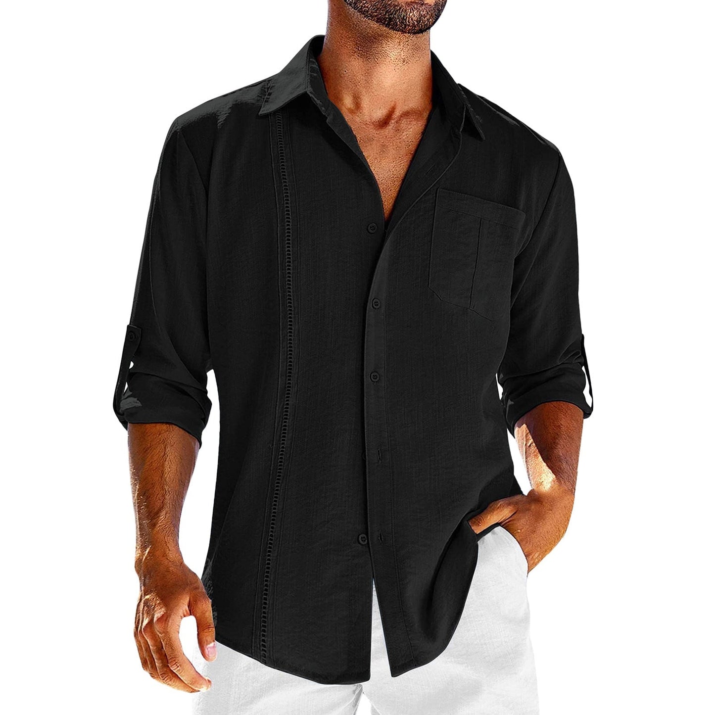 Chemise Homme Coton Classique à Manches Longues