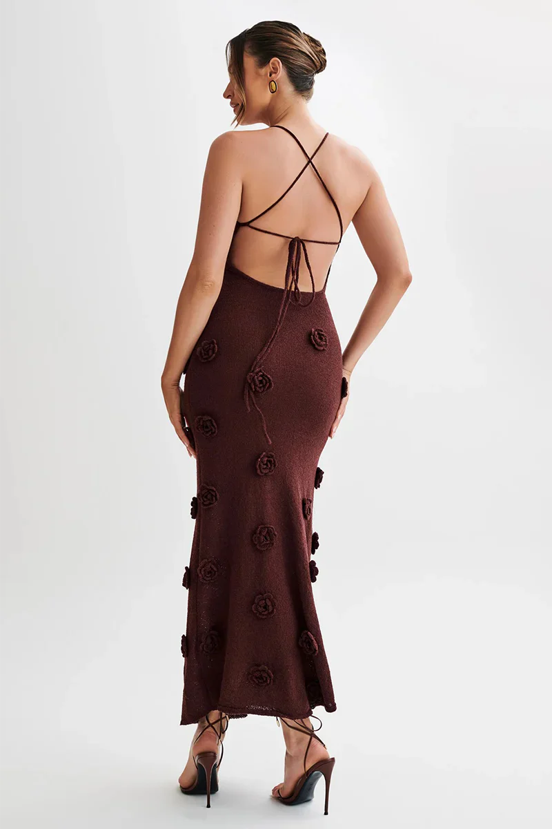 Robe Femme Été légère avec Fleurs Brodées et Bretelles Fines