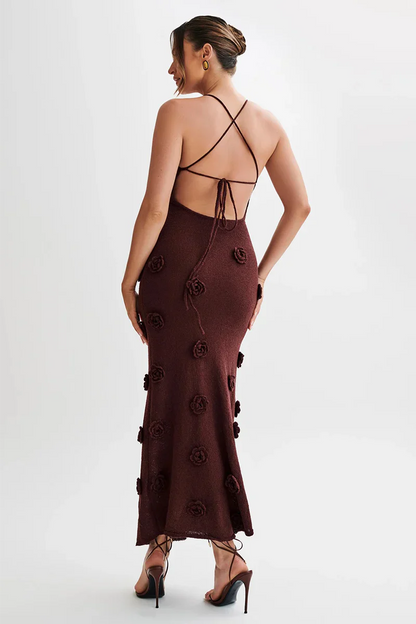 Robe Femme Été légère avec Fleurs Brodées et Bretelles Fines
