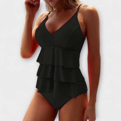 Maillot de bain Femme Deux pièces Taille haute Volants