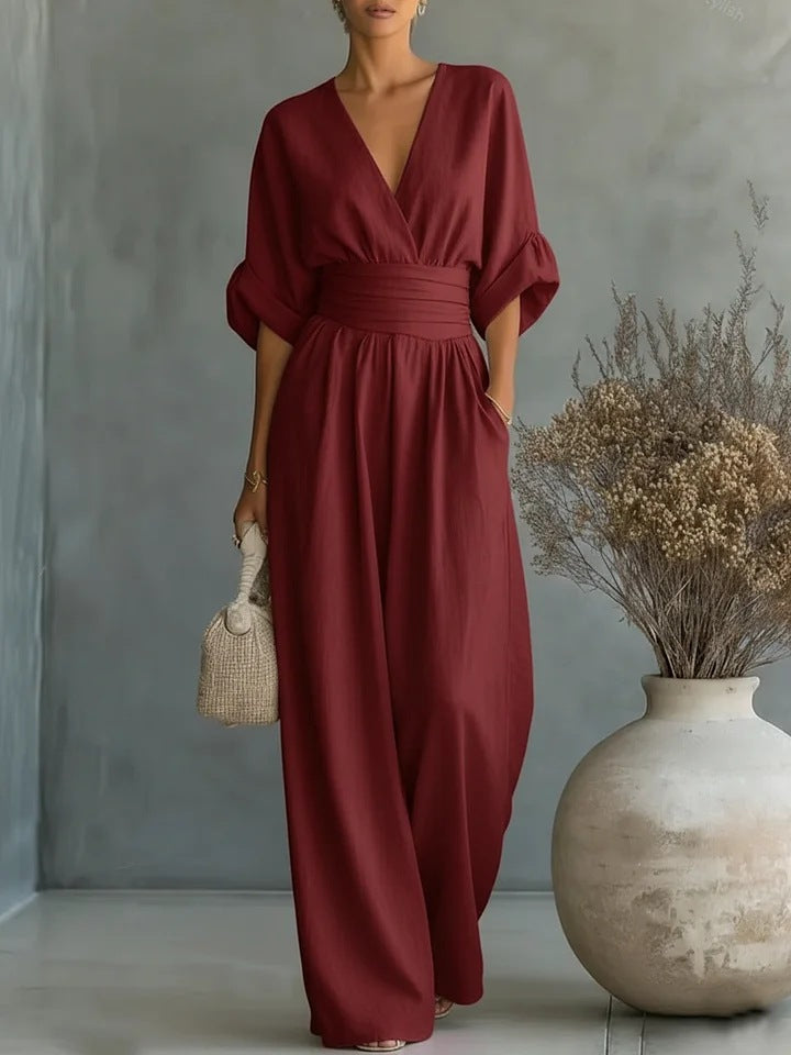 Combinaison Femme Fluide Décolleté V Coupe Large