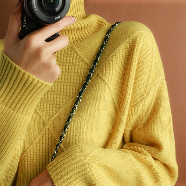 Pull en Maille Col Roulé avec Motif Tresse