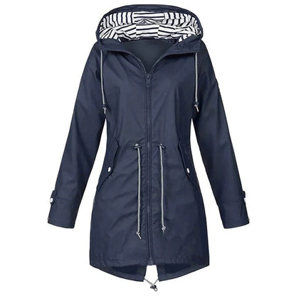 Veste Imperméable pour Femme avec Capuchon et Manches Longues
