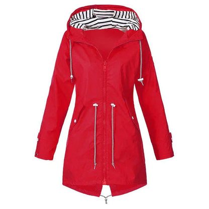 Veste Imperméable pour Femme avec Capuchon et Manches Longues