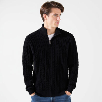 Pull Homme Élégant Col Montant en Laine Mélangée