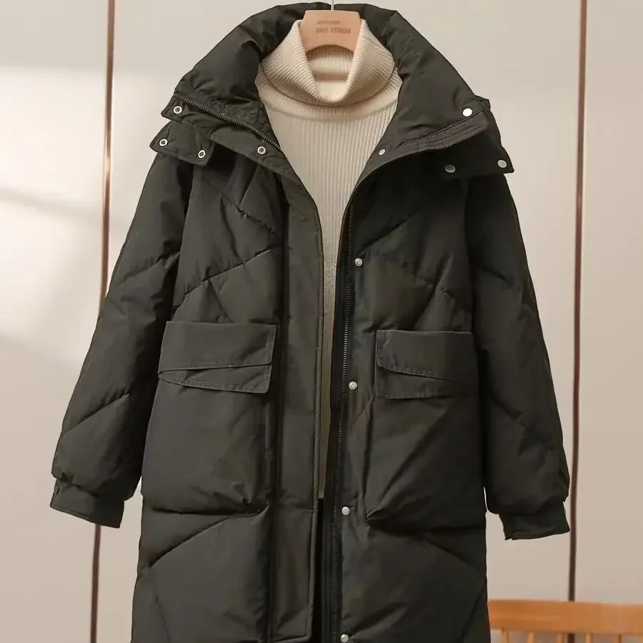 Veste Puffer Grise Légère pour Femme avec Col Reversible