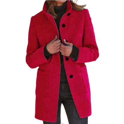 Manteau femme hivernal épais et chaud à fermeture boutons