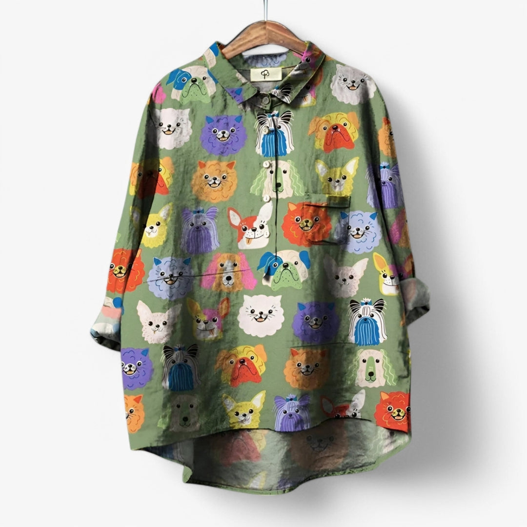 Chemise Humoristique Chien Manches Longues Coton