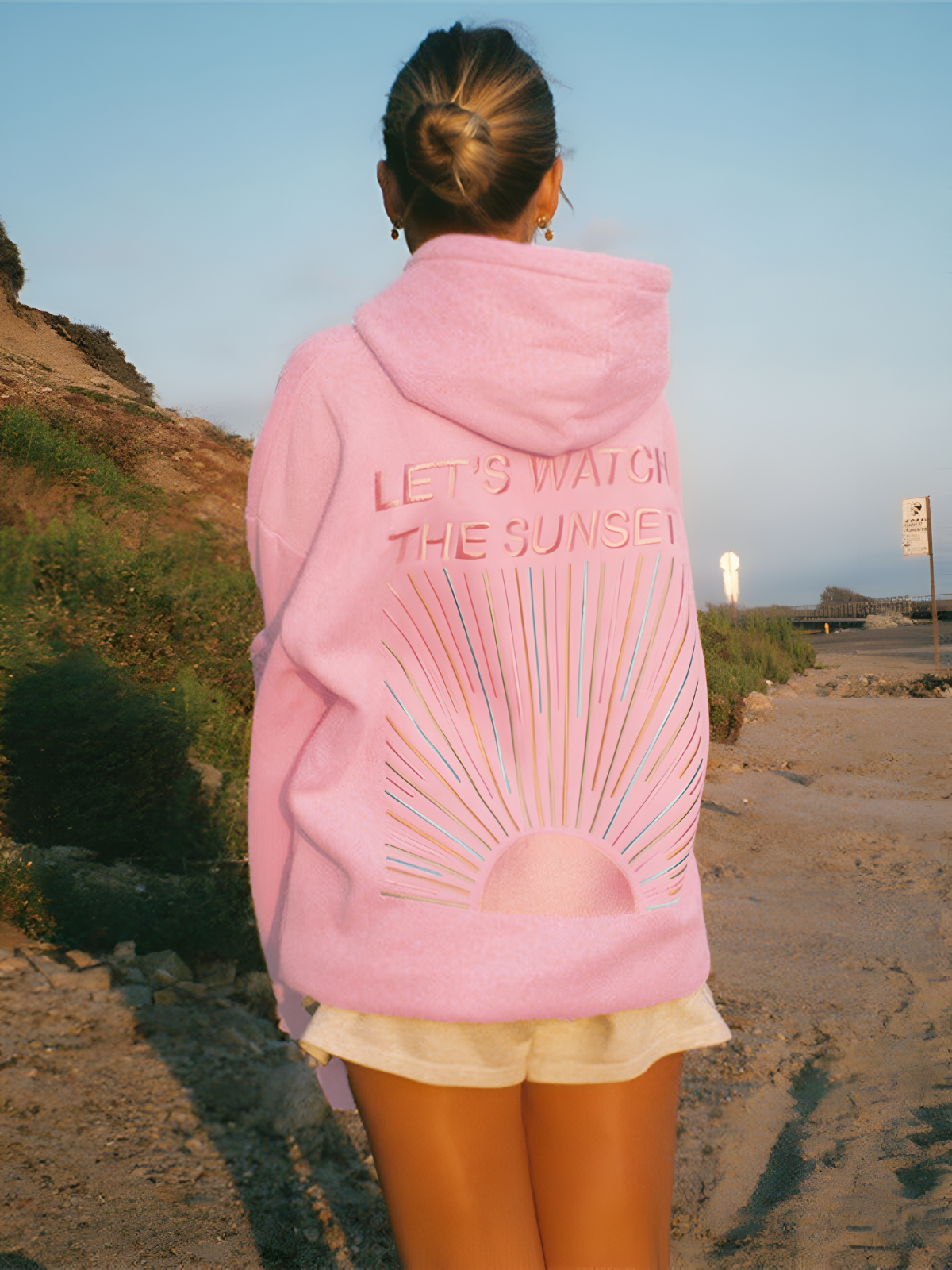 Sweat à capuche femme grande taille imprimé coucher de soleil