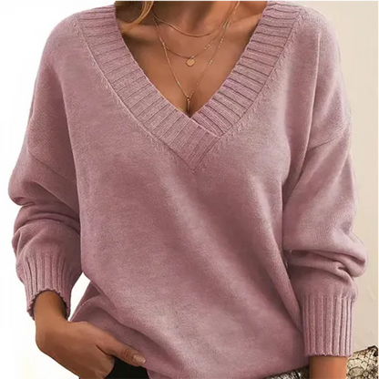 Pull Femme Col V Doux et Chaude pour Hiver