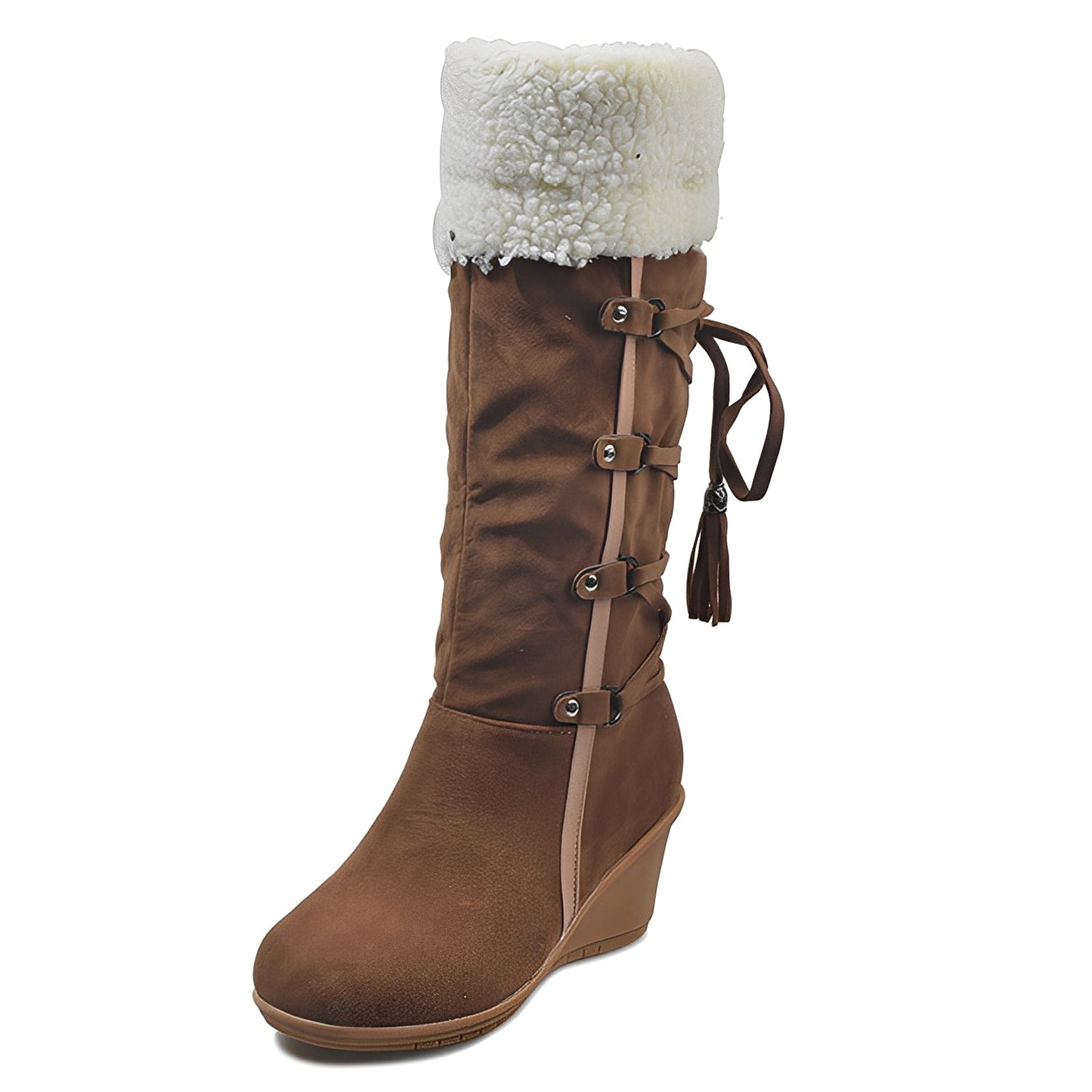 Bottes Hauts Talons en Daim Chaudes et Élégantes pour Femme