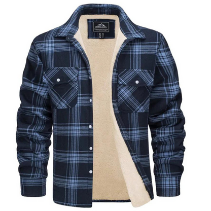 Veste en Flanelle Homme Hiver Rouge et Noir à Carreaux