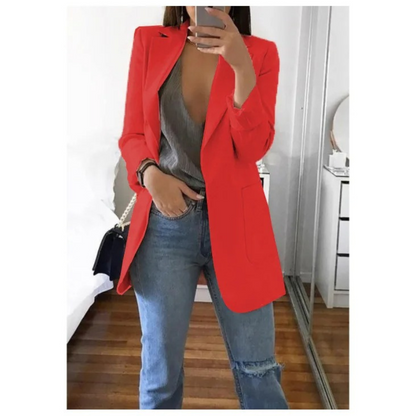 Veste Femelle Bleu Clair Détendue à Manches Longues