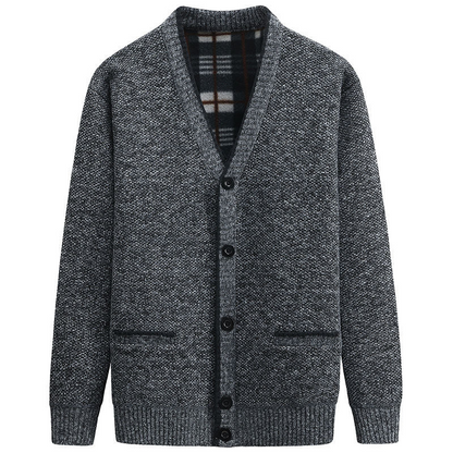 Cardigan Boutonné Décontracté À Col En V Pour Homme | Manches Longues