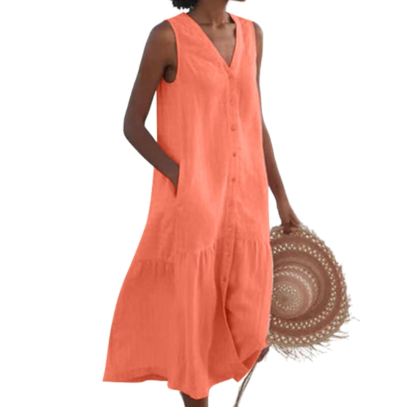 Robe Soirée Longue Sans Manches avec Poches
