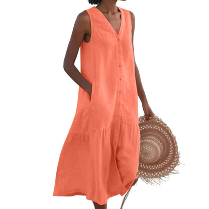 Robe Soirée Longue Sans Manches avec Poches