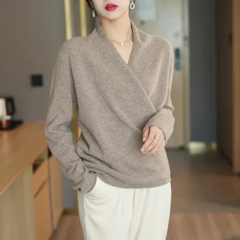 Pull Cache-cœur Femme Maille Col V