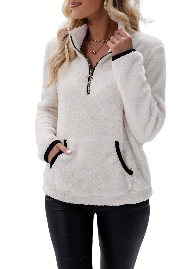Pull Polaire Chaud et Confortable Mi-Zippé - PanierRoyale