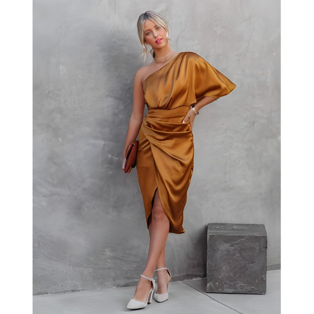 Robe Élégante Décolletée Asymétrique pour Femme