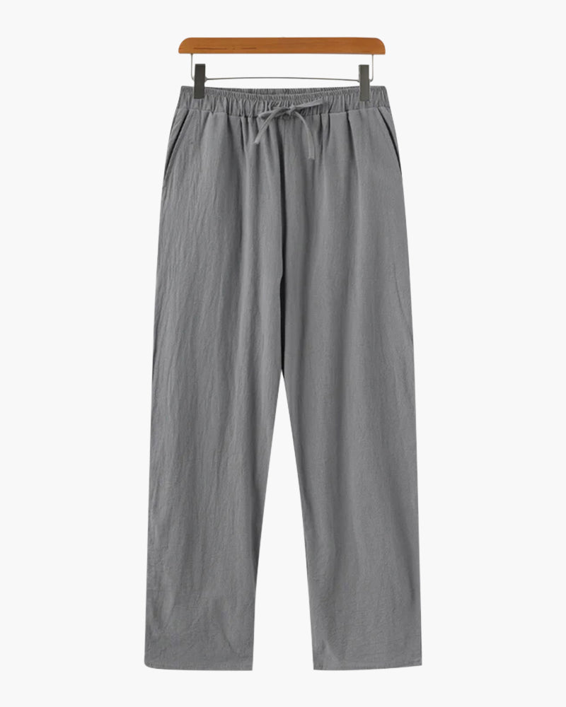 Pantalon Lin Femme Décontracté avec Cordons