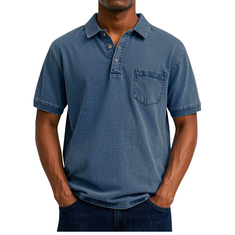 Chemise Homme Lin Coton avec Manches Courtes et Poche
