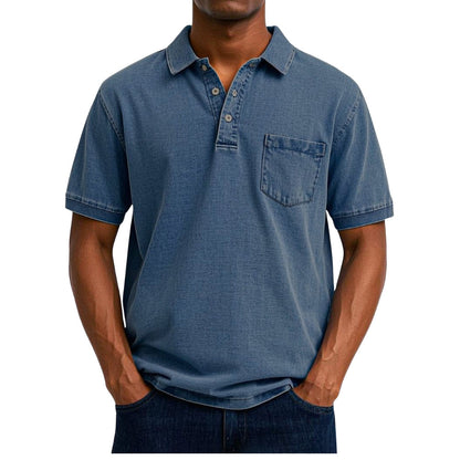 Chemise Homme Lin Coton avec Manches Courtes et Poche
