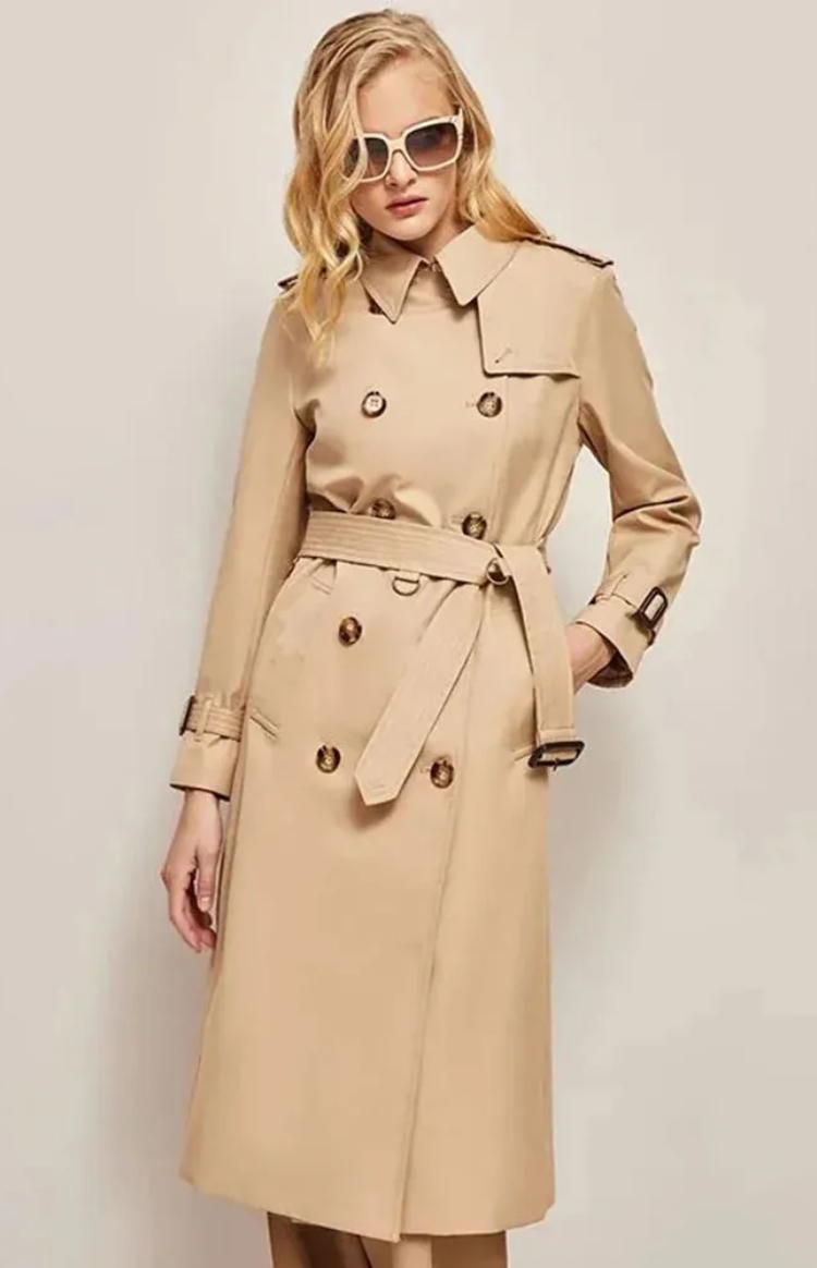 Manteau Femme Long Élégant avec Col Revers