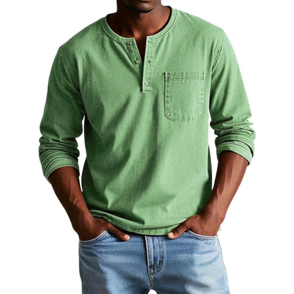 Chemise Classique en Coton Col Rond Manches Longues