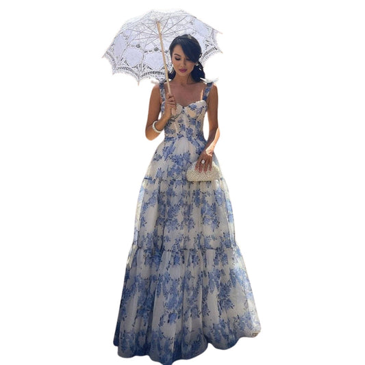 Robe Été Florale Décolletée avec Bretelles - PanierRoyale
