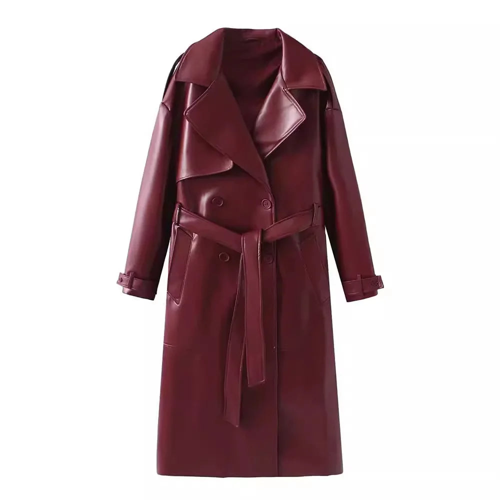 Manteau Cuir Rouge Féminin Chic