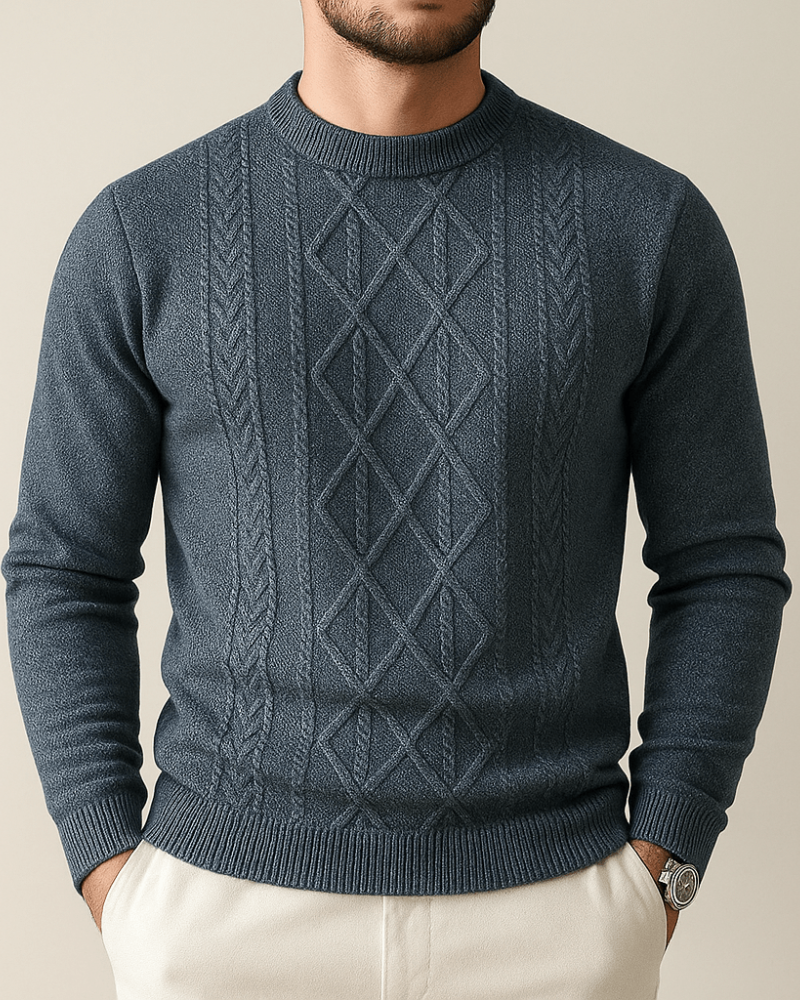 Pull Homme Laine Mélangée à Motif Jacquard - PanierRoyale