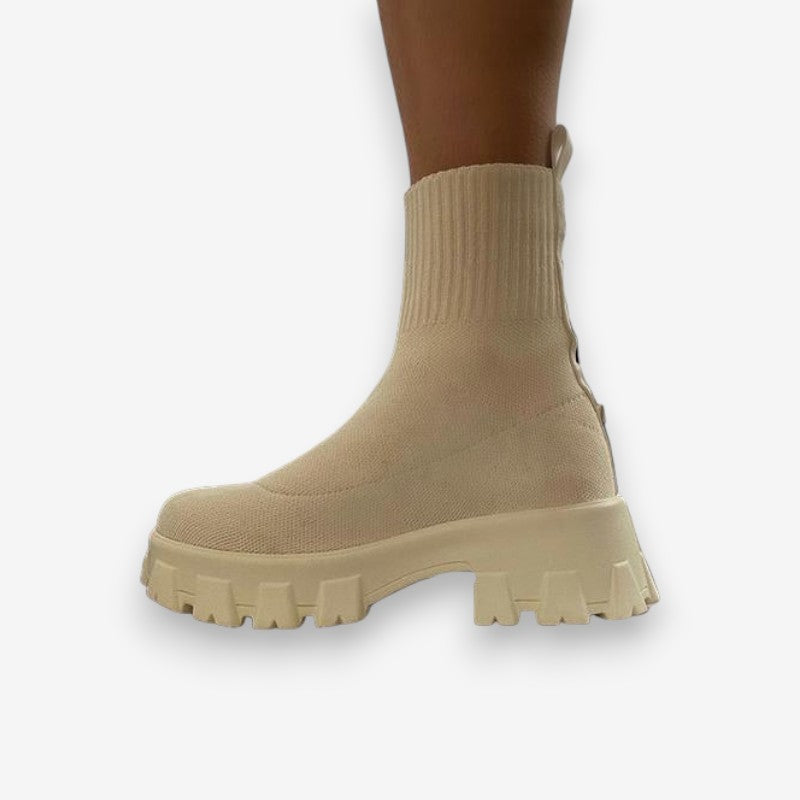 Bottines Femme Neige avec Semelle Antidérapante et Fermeture Éclair Rapide