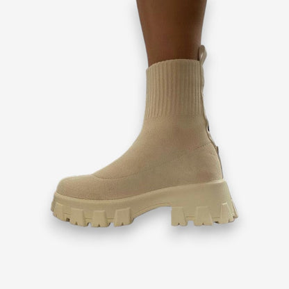 Bottines Femme Neige avec Semelle Antidérapante et Fermeture Éclair Rapide