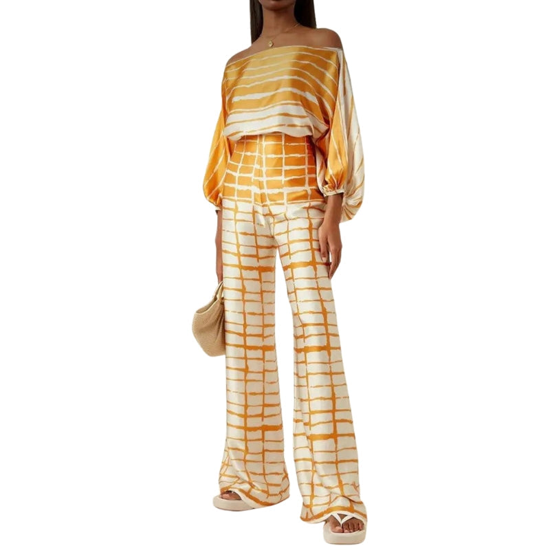 Robe Deux Pièces Élégante Manches Bouffantes