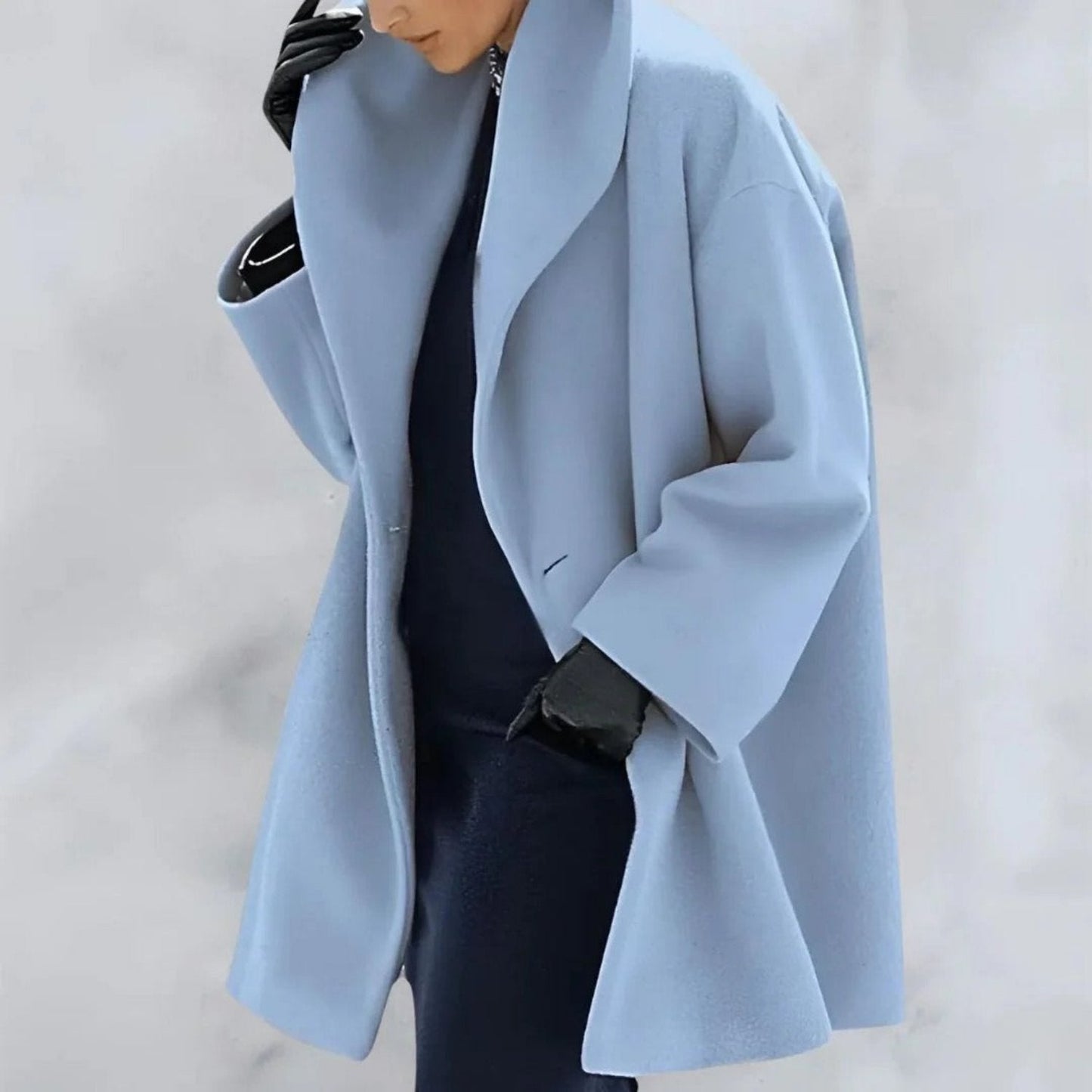 Manteau Femme Noir Élégant Col V